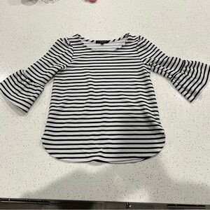 Striped top with 3/4 bell sleeves